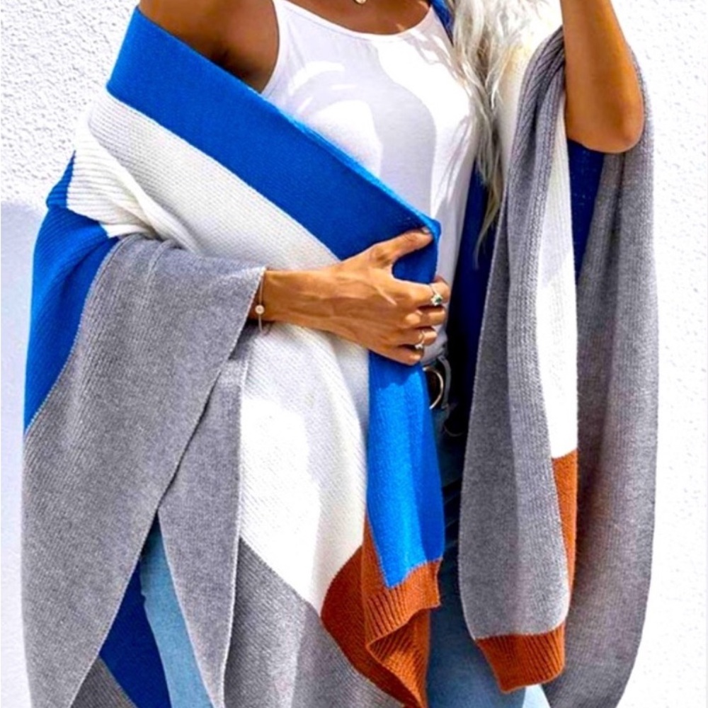 BLUE AND BROWN SHAWL